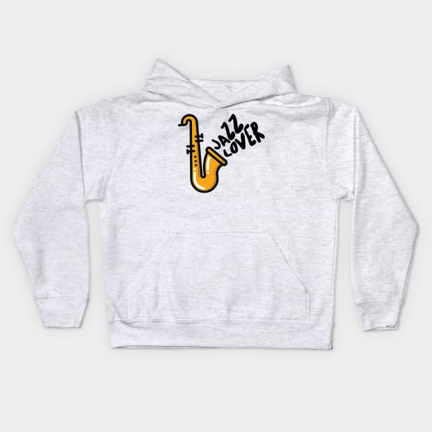 Jazz Lover Typography Design Kids Hoodie by DankFutura